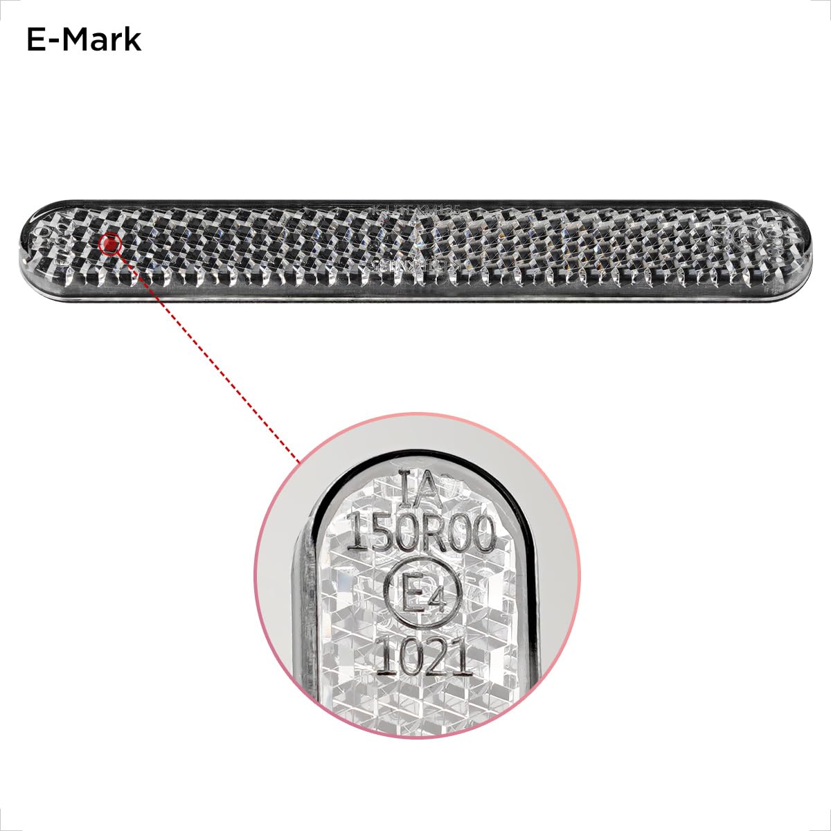 2 szt. Mini 100 x 13 x 7 mm motocykl rower E4 reflektor biały tył samoprzylepne kocie oko wielofunkcyjny skuter E homologowany