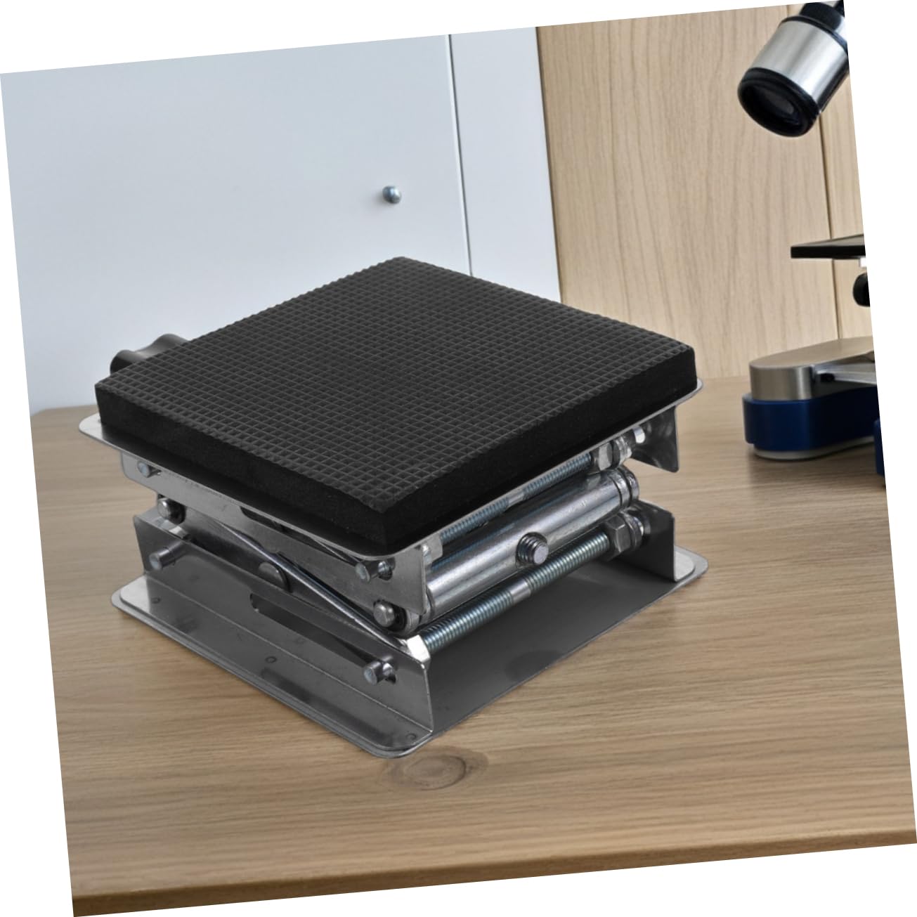 Mesa de elevación de acero inoxidable de 15 kg, plataforma de elevación de tijera, altura ajustable para soporte de laboratorio