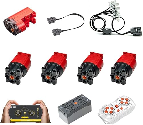 Goshfun - Juego de construcción de 11 piezas de modificación de potencia del motor, 4 motores L, 1 servomotor, 1 caja de batería, 3 módulos LED, 1