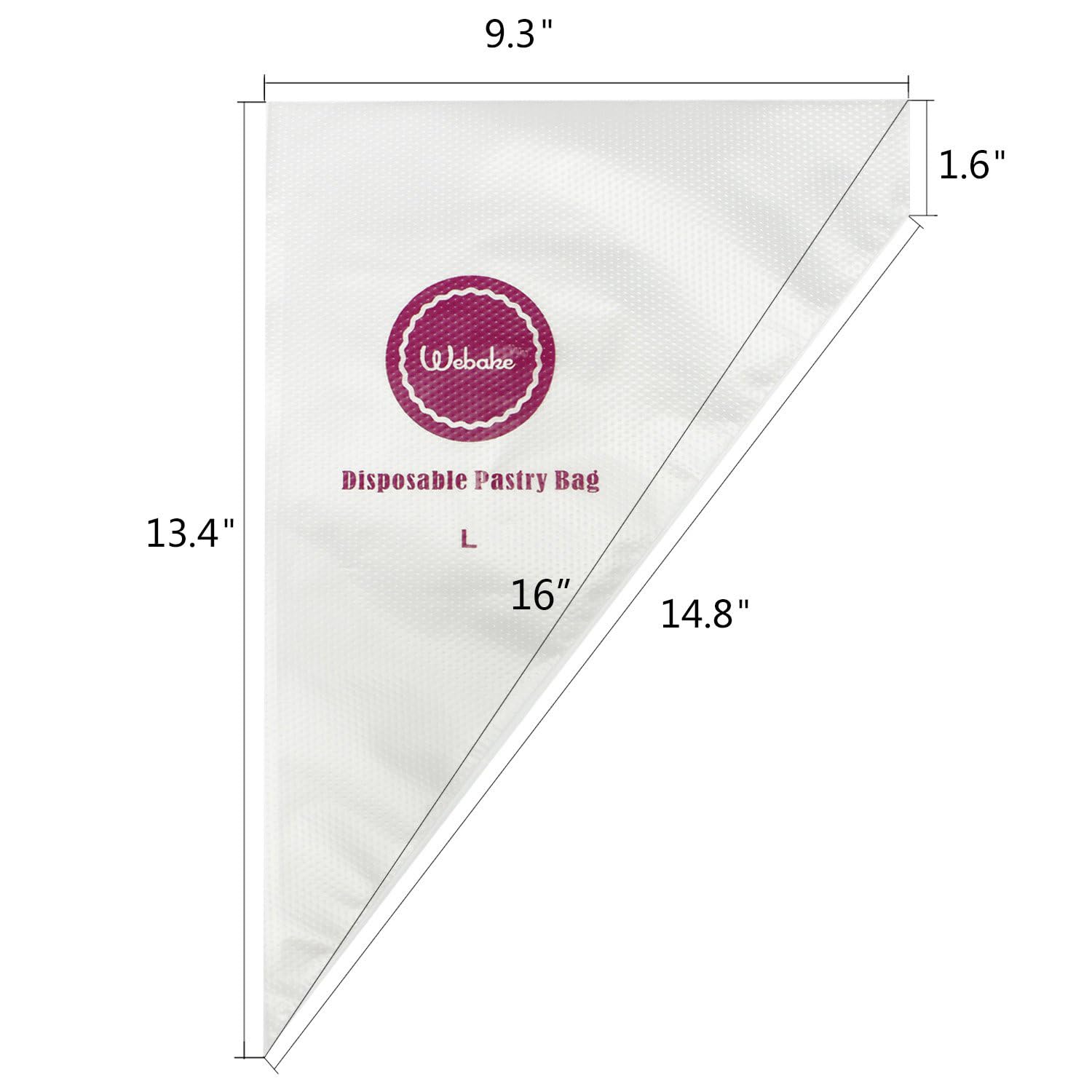 Webake 16 Inch Disposable Pastry Bags - 100pcs Large Icing Piping Bags for All Size Tips Couplers - Image 2