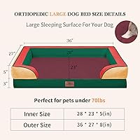 Vista 586 de Comfort Expression Cama ortopédica para perros extra grandes de 45 x 35 pulgadas, cama para mascotas XL de espuma tipo caja de huevos impermeable