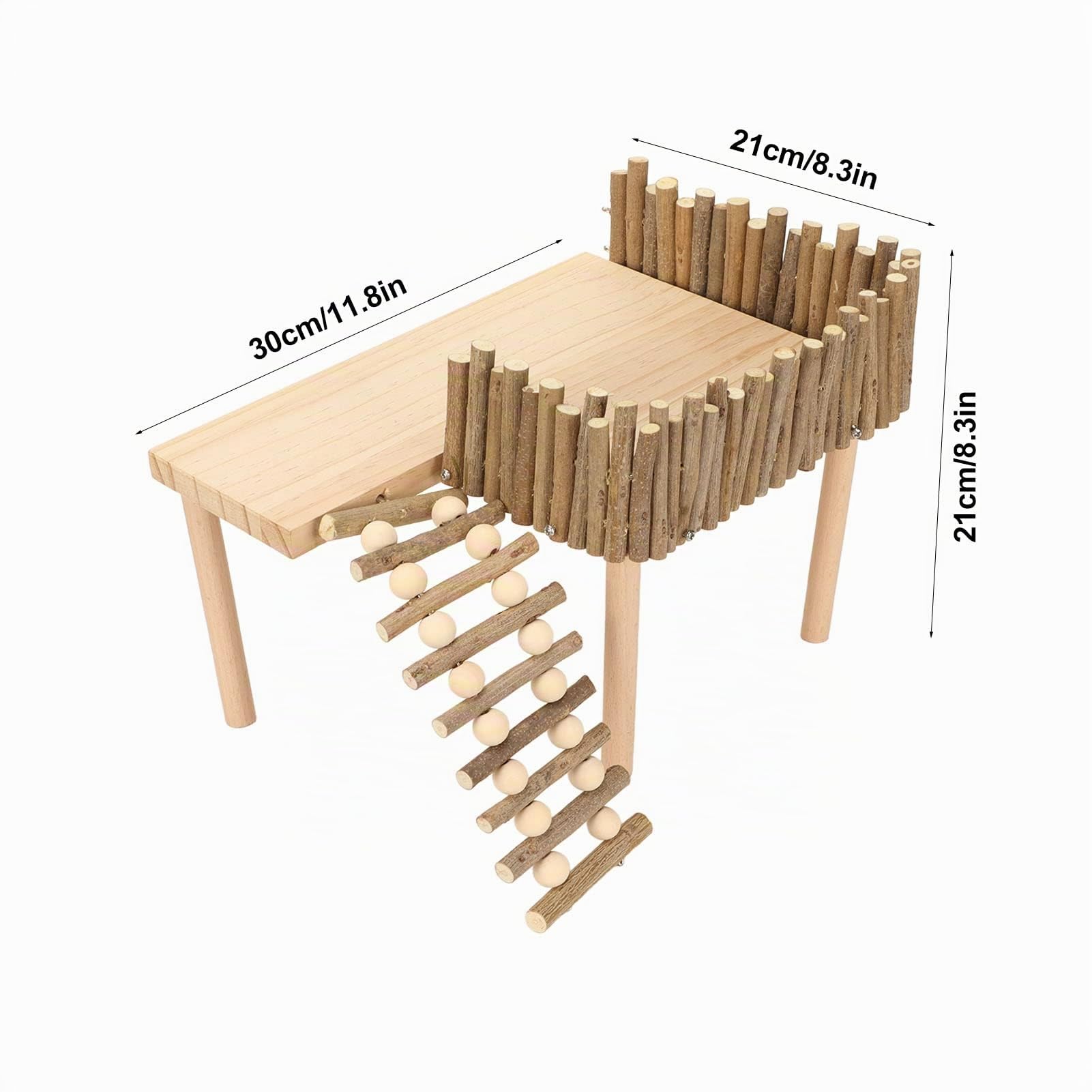 Tnfeeon Nager Spielplatz Set, Kletterset mit Stufen, Aktivitätsbrett aus Natürlichem Holz für Hamsterkäfig, Eichhörnchen und Meerschweinchen