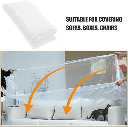 Miniatura 9 de Transparent Plastic Sofa Covers 360x135cm Waterproof Couch Dust Protector Bags Clear Furniture Storage Cover for Protecting Sofa Moving Storage