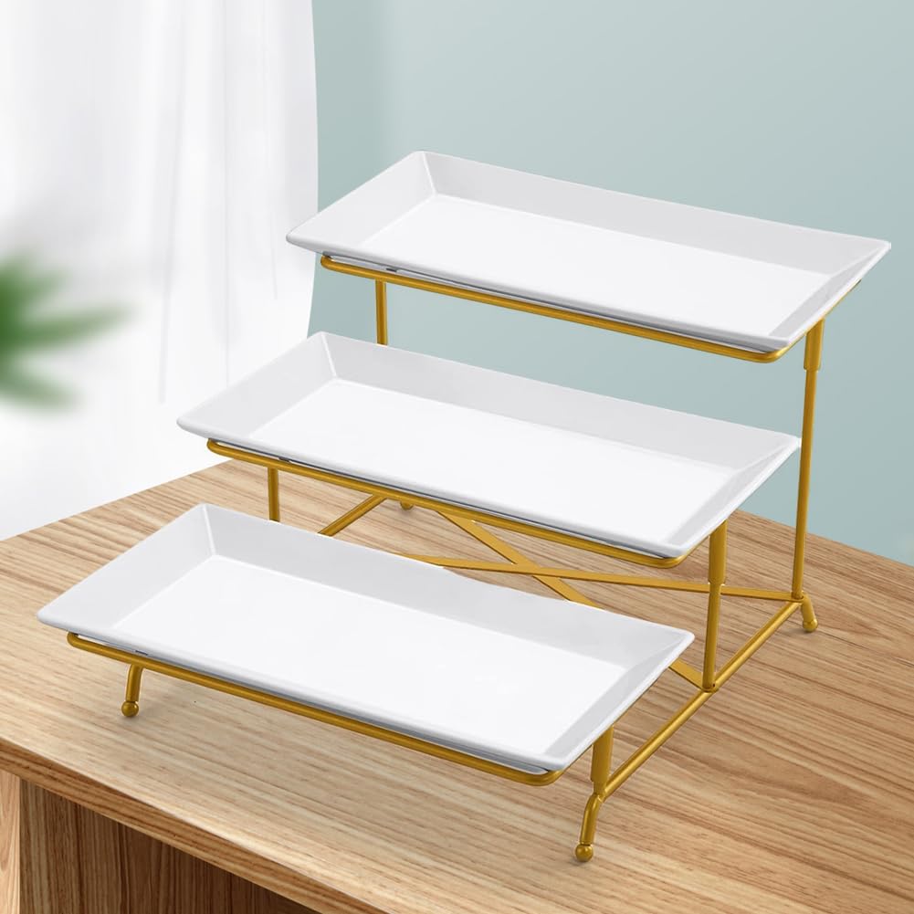 Set di 3 ripiani con vassoio per esposizione di cibo, perfetto per feste, matrimoni ed eventi, soluzione elegante e divertente per buffet e riunioni
