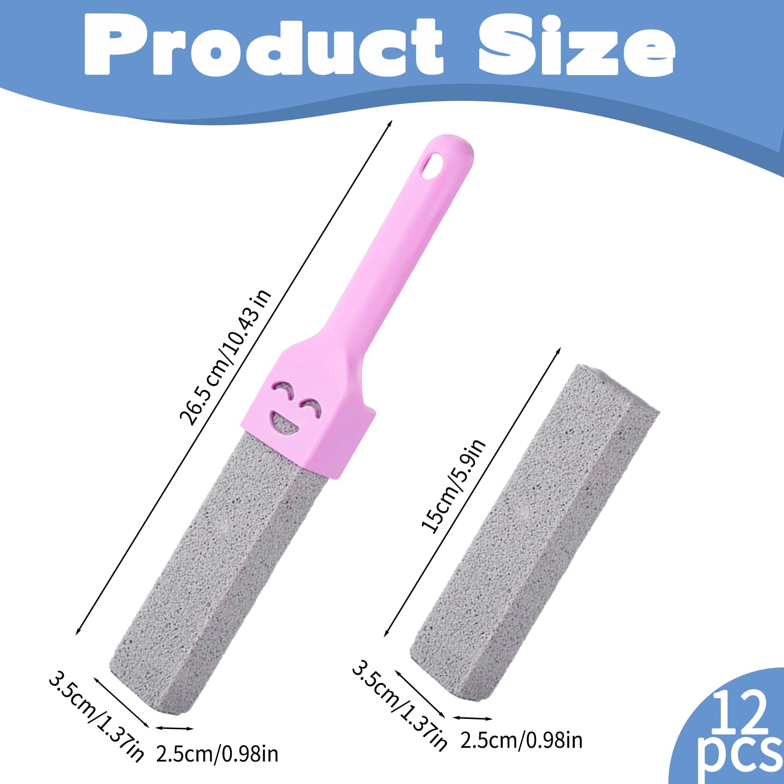 12pcs Pumice Stones for Cleaning, Pumice Stone Stoilet Bowl Cleaner Scrubber, Toilet Pumice Stone with Handle for Bathroom Kitchen Sinks Grills, Household Stove Grate Toilet Bowl Cleaner Gel Stamp