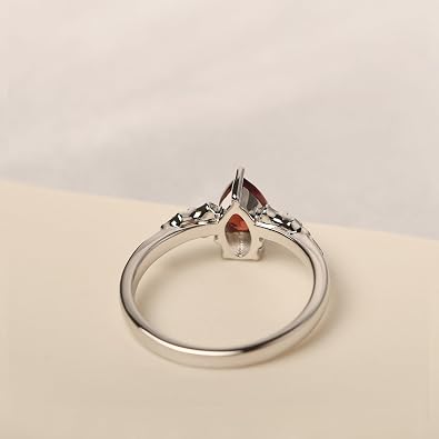 LUO 925 Sterling Silver Gemstone Pear Shaped 7X5 MM Unique Bat Ring Animal Promise Ring Gifts for Women Jewelry