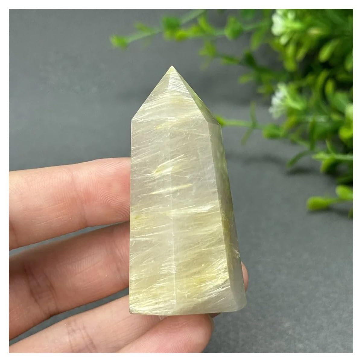 Varita de Cristal Dorado Natural de 54mm para Decoración y Collar con Soporte de Piedra