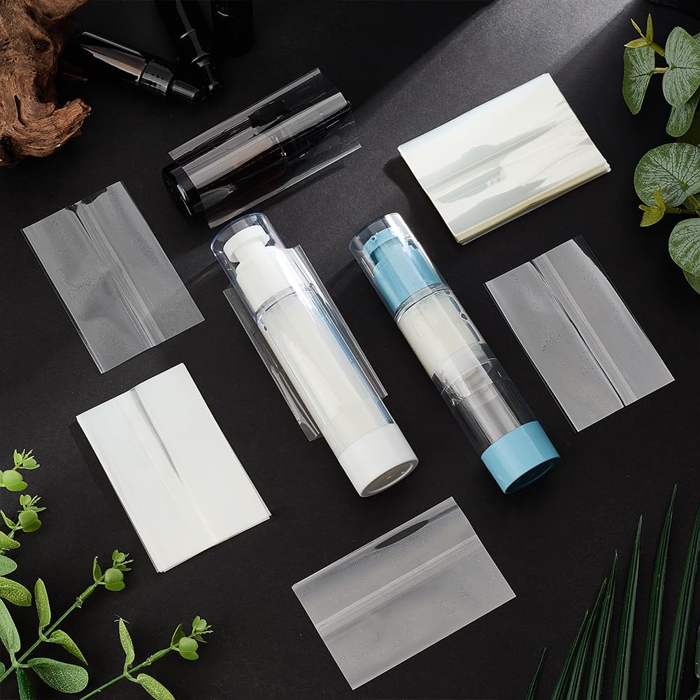 BENECREAT 600Pcs Heat Shrink Wrap Bands, 3.6x2.4 Inch Clear Heat Shrink Bottle Seals for Essential Oil Bottle, Lip Balm Tube, Glass Dropper Spray Bottle