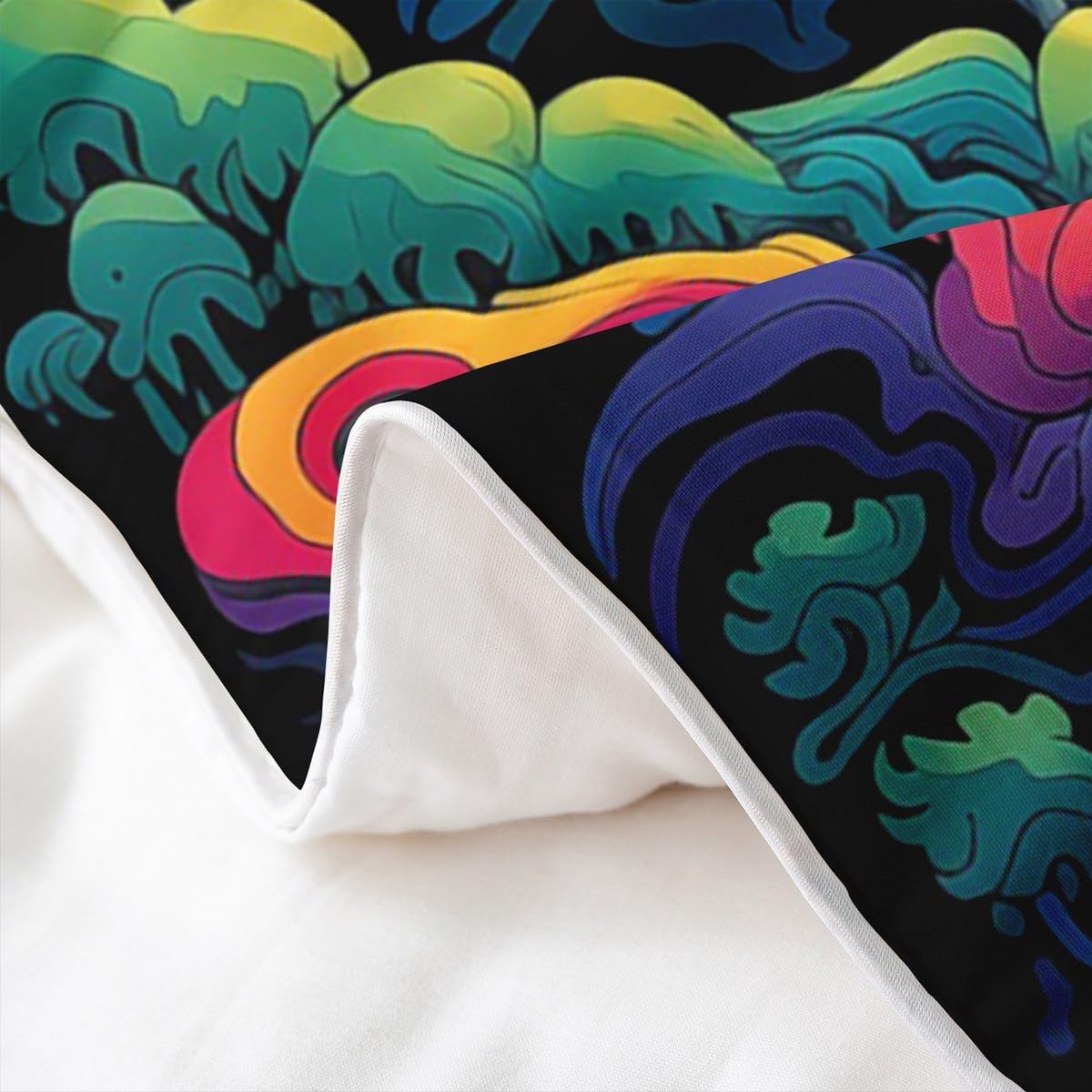 Erosebridal 100% Cotton Girls Mushroom Comforter Cover,Rainbow Mushroom Cloud Pattern Duvet Cover Queen Size for Kids Teens Girls Funny Fantastic Imagination Bedding Set,Bedroom Decor
