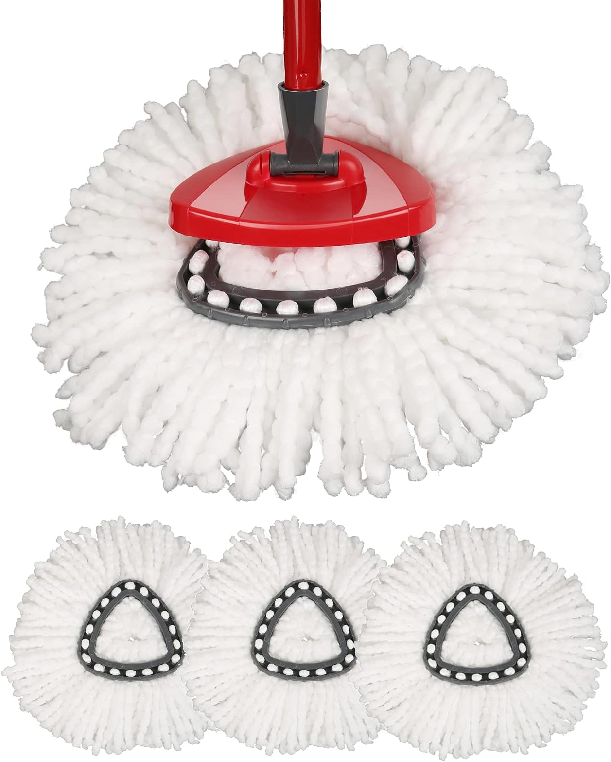 Mop Replace Head [ 3 Pack ] Mop Refills Compatible with Triangle Spin Mop, Made of Microfiber, Deep Cleaning Machine Washable and Easy-to-Replace