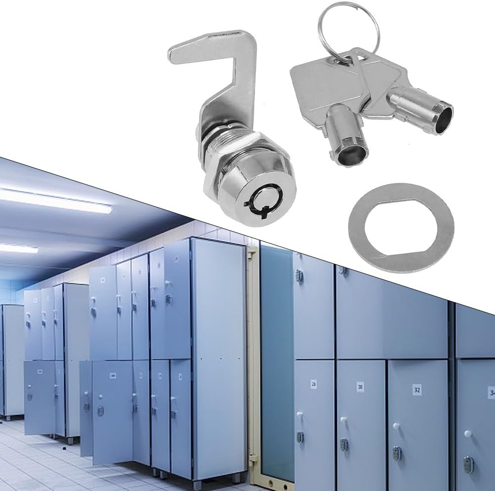 Zinc Alloy Tubular Cam Lock with 90 Degree Hook, Chrome Finish Replacement Cylinder for Tool Box, Vending Machine, Cabinet and Drawer - Silver