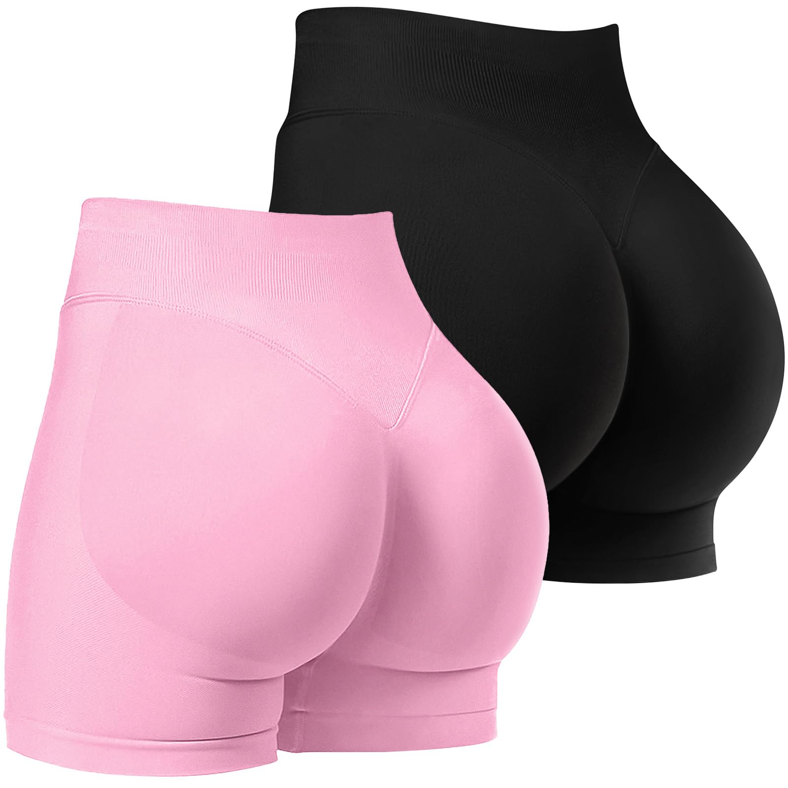 Kepblom High-Waisted Butt-Lifting Scrunch Gym Shorts for Women - Workout Yoga Biker, Seamless Spandex Booty Shorts