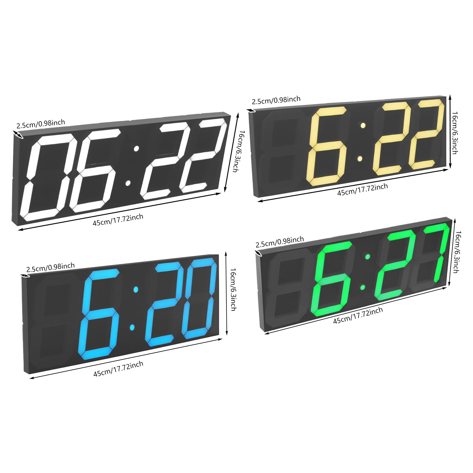 Orologio digitale a LED, 142 diodi LED, per soggiorno e camera da letto | Telecomando a 8 Livelli Regolazione Automatica della Luminosità entro 20 Metri Nero in Plexiglass e ABS