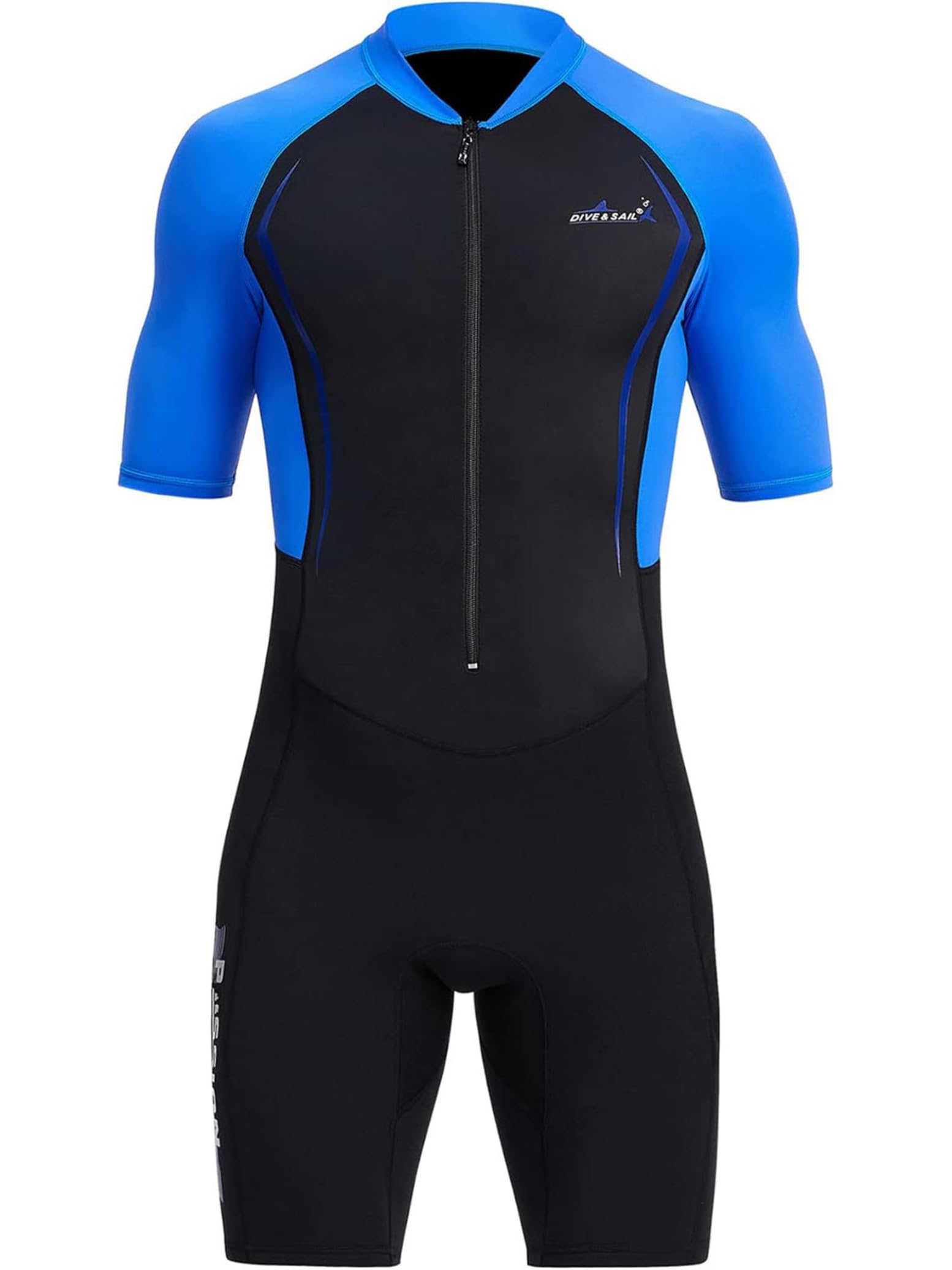 Yihuimin Men 1.5mm Neoprene Wetsuit Summer Beach Sun Protection Swimwear Diving Wetsuit Leotard Shorty Swimsuit Black&Blue Large