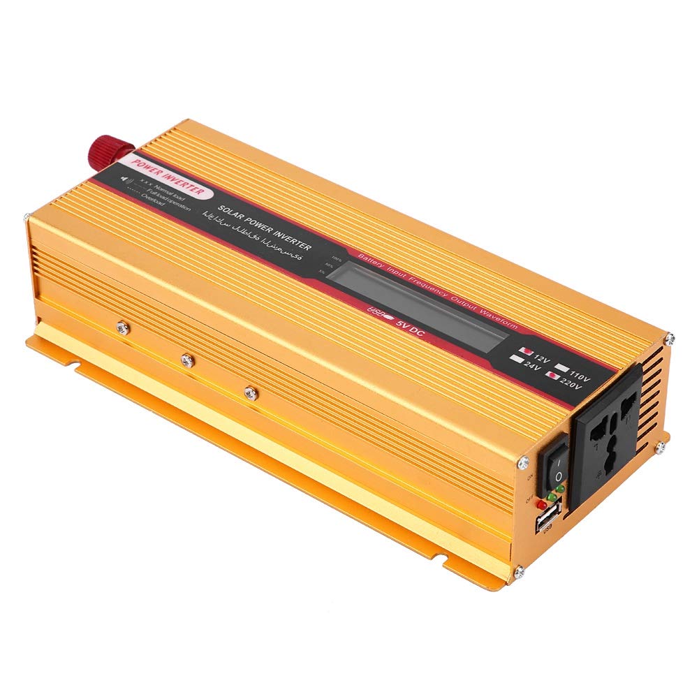 Inversor de onda sinusoidal modificada de 2000 W con cargador USB, carcasa de aleación de aluminio resistente para coche y viajes