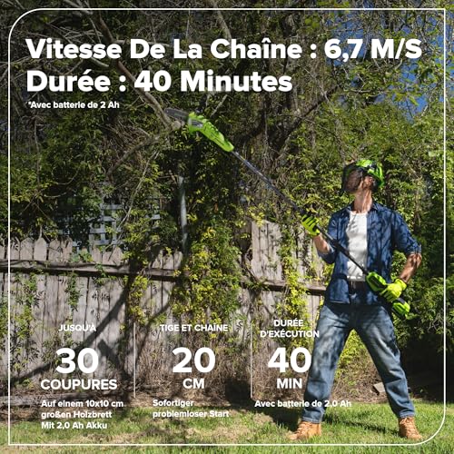 Greenworks POWERALL 24V Elagueuse sur perche 20cm Gen. II Batterie 2Ah - vue 3