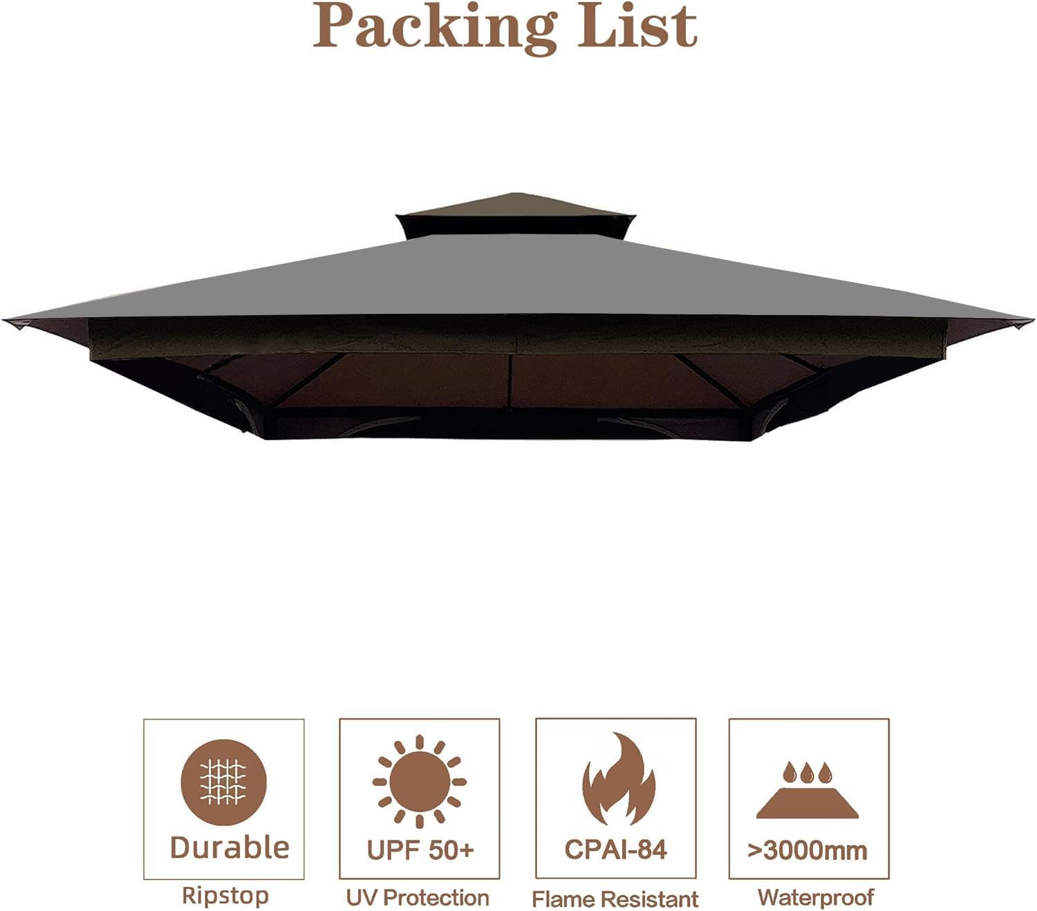 SCOCANOPY Replacement Canopy Top for 8' x 8' Gazebo #L-GZ375PST,(Gray)