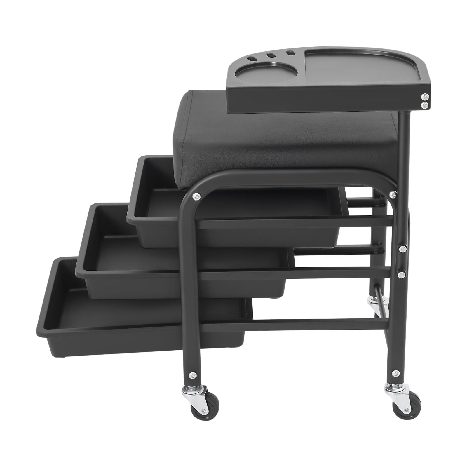 Maniküre Pediküre Wagen mit 3 Schubladen und Rollen, Fußstütze, bis 100kg, 38x32x65cm