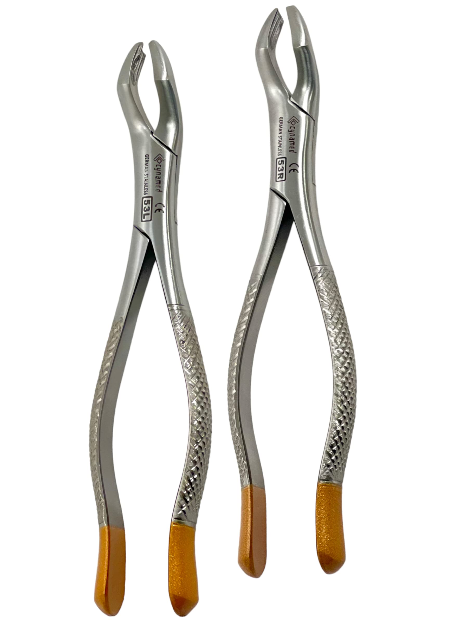 Set of 2 Dental Extracting Forceps No. 53L & No. 53R Angled Beak for Upper 1st and 2nd Molars Extraction | German Stainless Steel Premium Dental Instruments