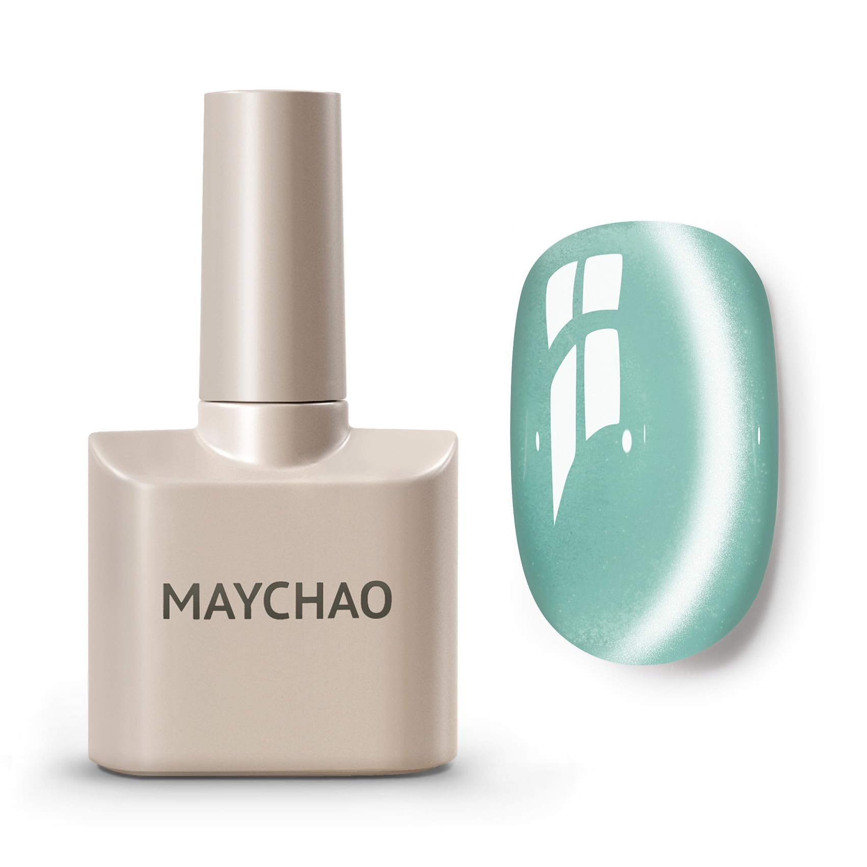 MAYCHAO 15ML Cat Eye Gel Nail Polish 1Pc Cyan Magnetic Nail Polish with Magnet Soak off Holographic Cat Eye Gel Polish for Nail Art Manicure Salon DIY at Home