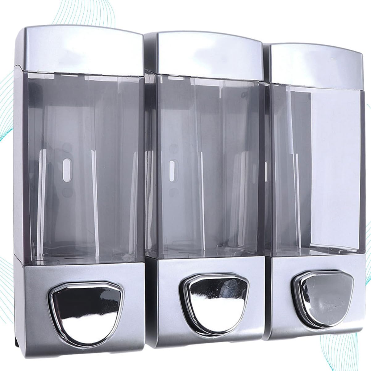 Ciieeo Dispenser Da Parete Per Sapone Liquido e Shampoo Triplo, Erogatore a Pompa Trasparente, Pompa Per Gel Doccia e Balsamo, Per Bagno, Cucina e Hotel