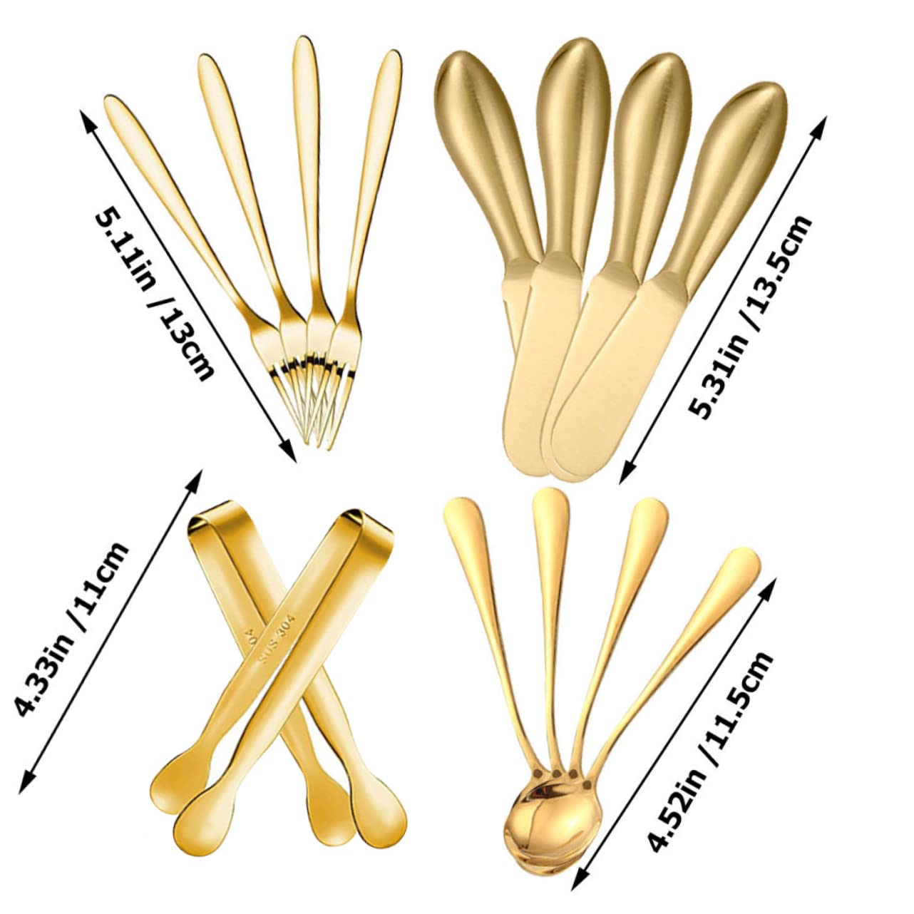 OKUMEYR 1set Stainless Steel Cheese Knife Butter Spreaders and Dessert Forks Kitchen Utensils for Cheese Sweets and Baking Needs Easy to Clean and Store