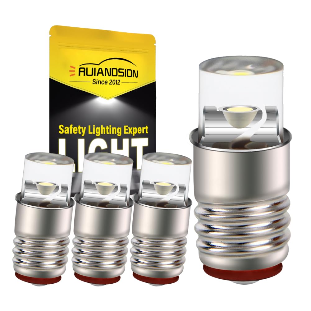 Lot De 10 Ampoules LED E10 4,5V – Blanc 150 Lumens – Pour Torche, Lampe Frontale – Polarité Terre Négative