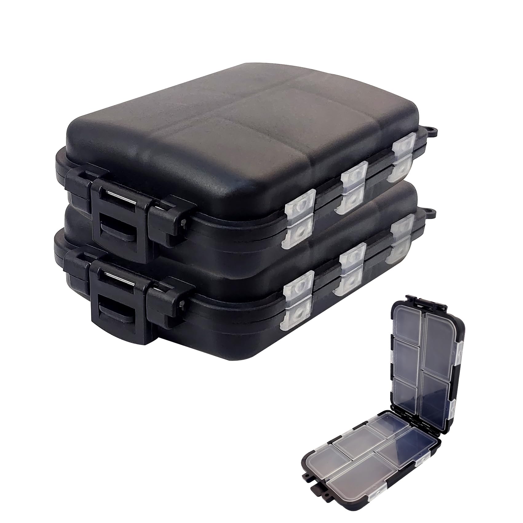 2PC-Aventik Fishing Tackle Box Tackle Utility Boxes Plastic Box Storage Organizer Box Fishing Tackle Storage(Hook box-10C)