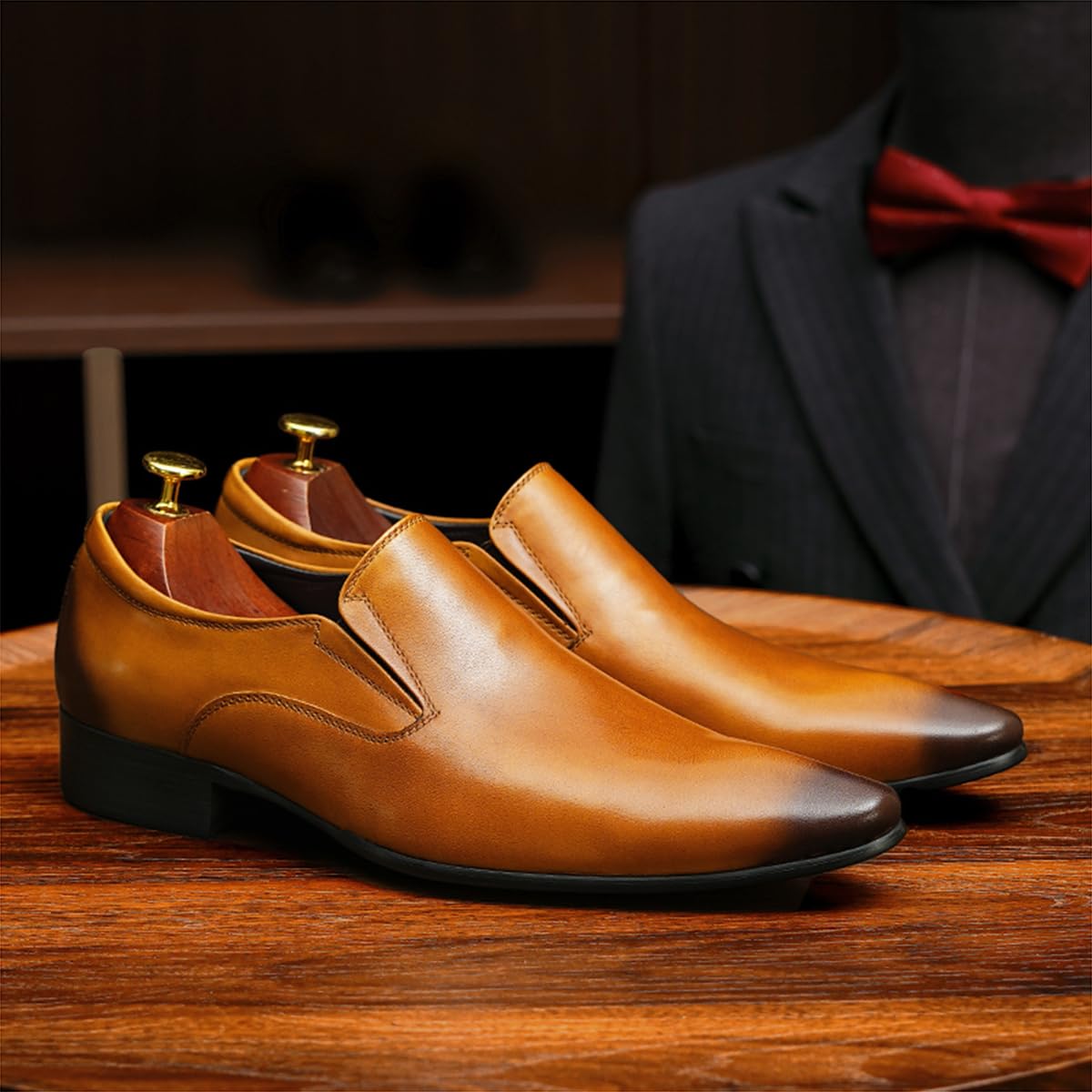 Zapatos de Vestir Slip On en Cuero Genuino para Hombre Mocasines Negocios Casuales Loafers Formales