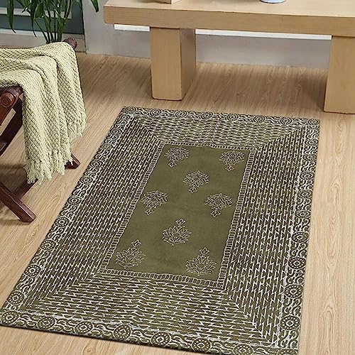 Tapis indien antidérapant et lavable en coton géométrique - 3