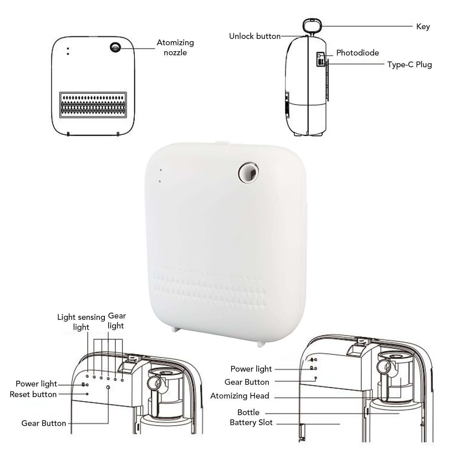 Naroote Dyfuzor Olejków Eterycznych, Ciche Urządzenie do Aromaterapii o Pojemności 150 ml z Podwójnym Systemem Rozpylania, Sterowaniem przez Aplikację Bluetooth, do Biura i Hotelu