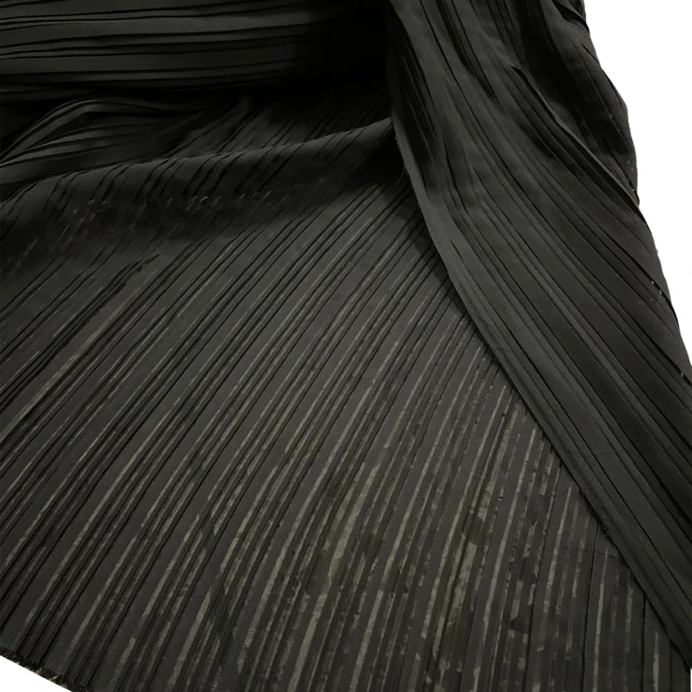Tejido de gasa perlada plisada, Tela de gasa con perlas órgano y volantes plisados, 59 pulgadas ancho, multicolor, 0,5 m, for vestidos, costura, manualidades(Pnnrk,Straighten 0.5 meter)