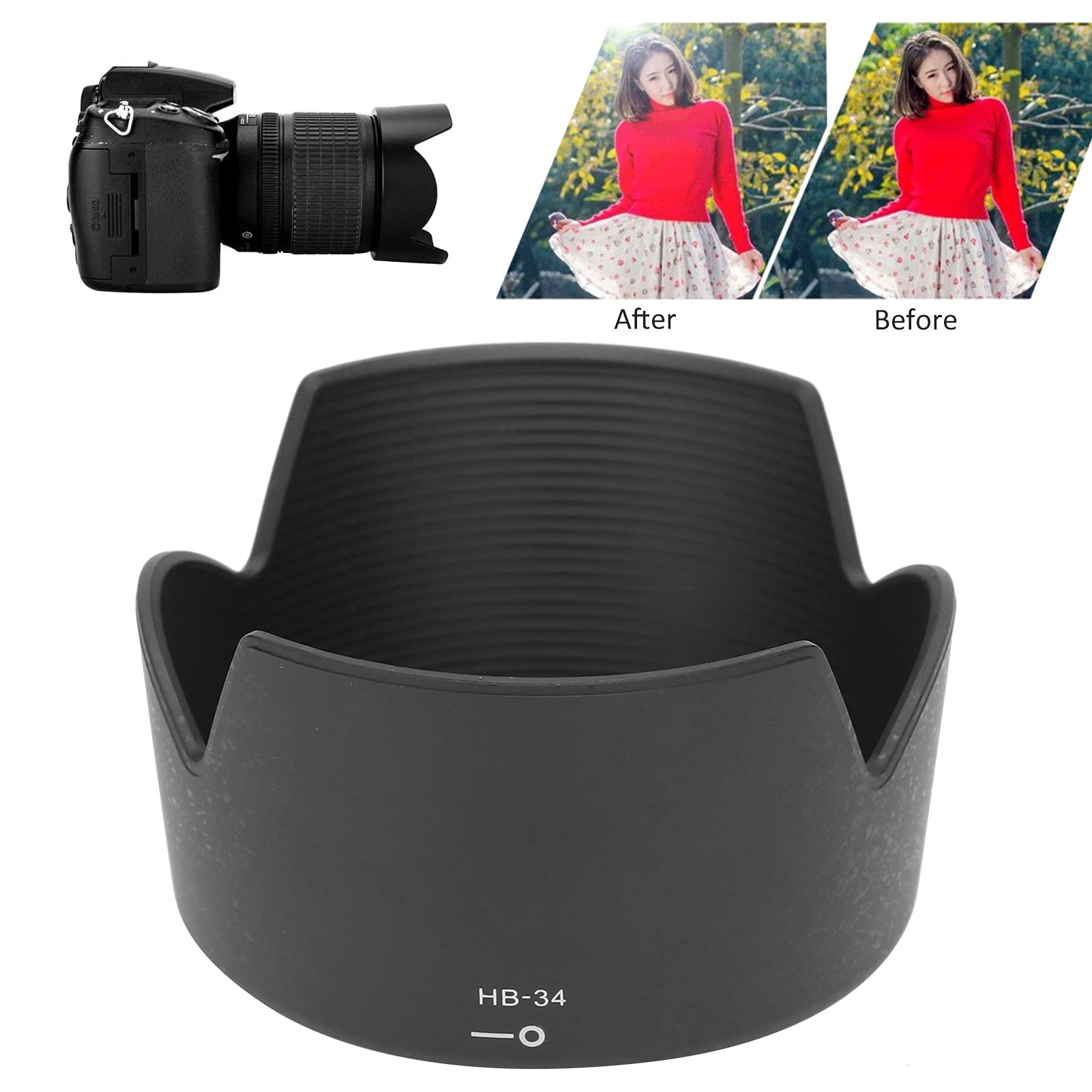 Nikon ズームレンズ55mm-200mm レンズフード・ポーチ付き Amazon | HB‑34リバーシブルカメラレンズフードサンシェード