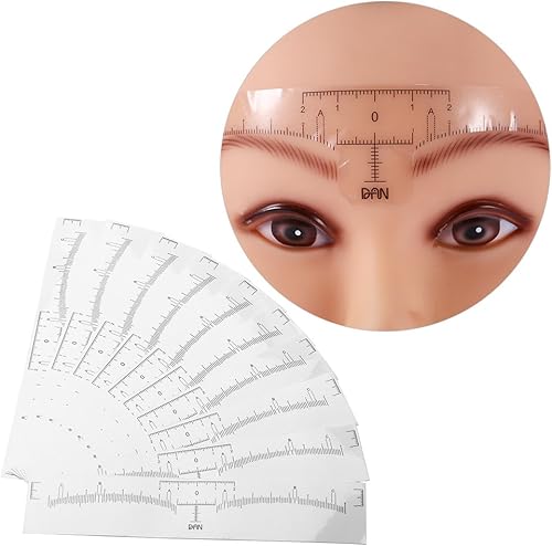 Regla de cejas, 10 piezas desechables permanentes de la regla de la medida de la ceja, etiqueta engomada del tatuaje moldeador de la plantilla