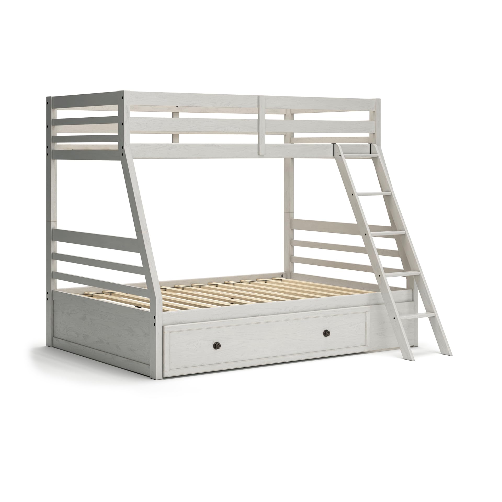 Signature Design by Ashley Twin Over Full Bunk Bed with Storage, White