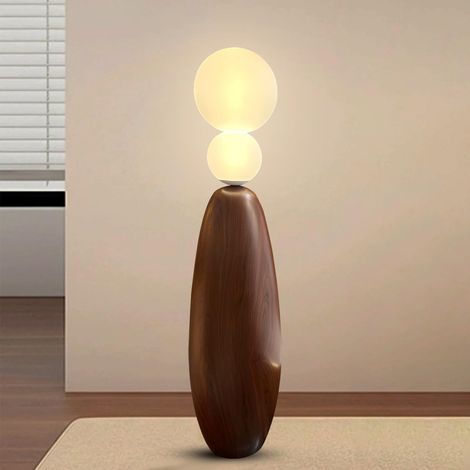 Smartway® TwinFlux Modern Wooden Finish Floor Lamp | Dual Globe Decorative Standing Light for Living Room, Bedroom & Office | Ambient Lighting Design (1 Year Warranty)-picture-49