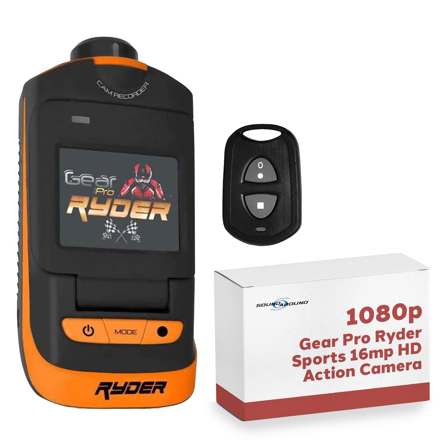 Gear Pro Ryder 360° Action Camera, Hi-Resolution, 16MP Images, 1080p Video, Fold-Out 1.5" LCD, Waterproof, Anti-Shake, HDMI, Micro SD Slot, Mounting
