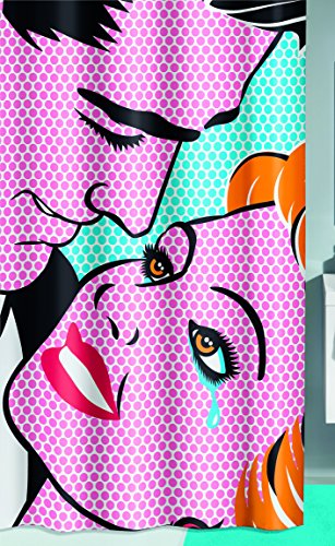 Kleine Wolke 5285148305 Kiss Duschvorhang, Polyester, Mehrfarbig, 180 x 200 x 0.2 cm