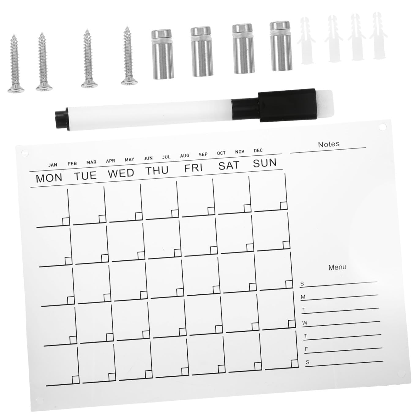 Mipcase Pizarra de Borrado en Seco para Planificación Semanal Transparente Calendario Reutilizable Colgante de Acrílico Ligera y Segura Color Aleatorio en Casa y Oficina