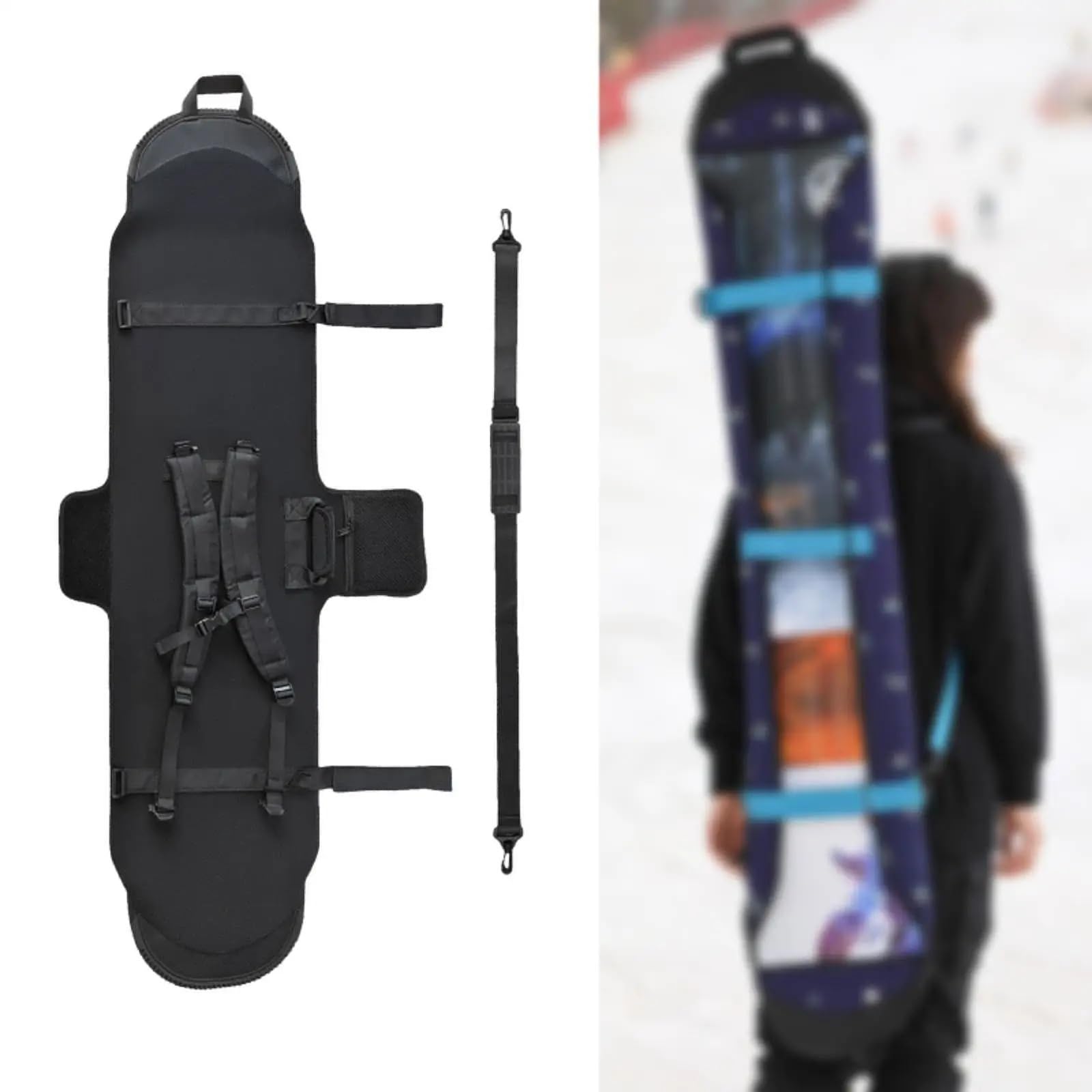 Torby na buty narciarskie Torba snowboardowa z regulowanym paskiem na ramię, odporna na zarysowania, pokrowiec podróżny, pokrowiec na narty torba bagażowa