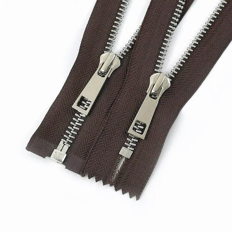 zamki do szycia, 2/5 szt. metalowych zamków błyskawicznych 15-30 cm z zamkniętym końcem, 40-80 otwartym, w kolorze kawy, nr 5, 60