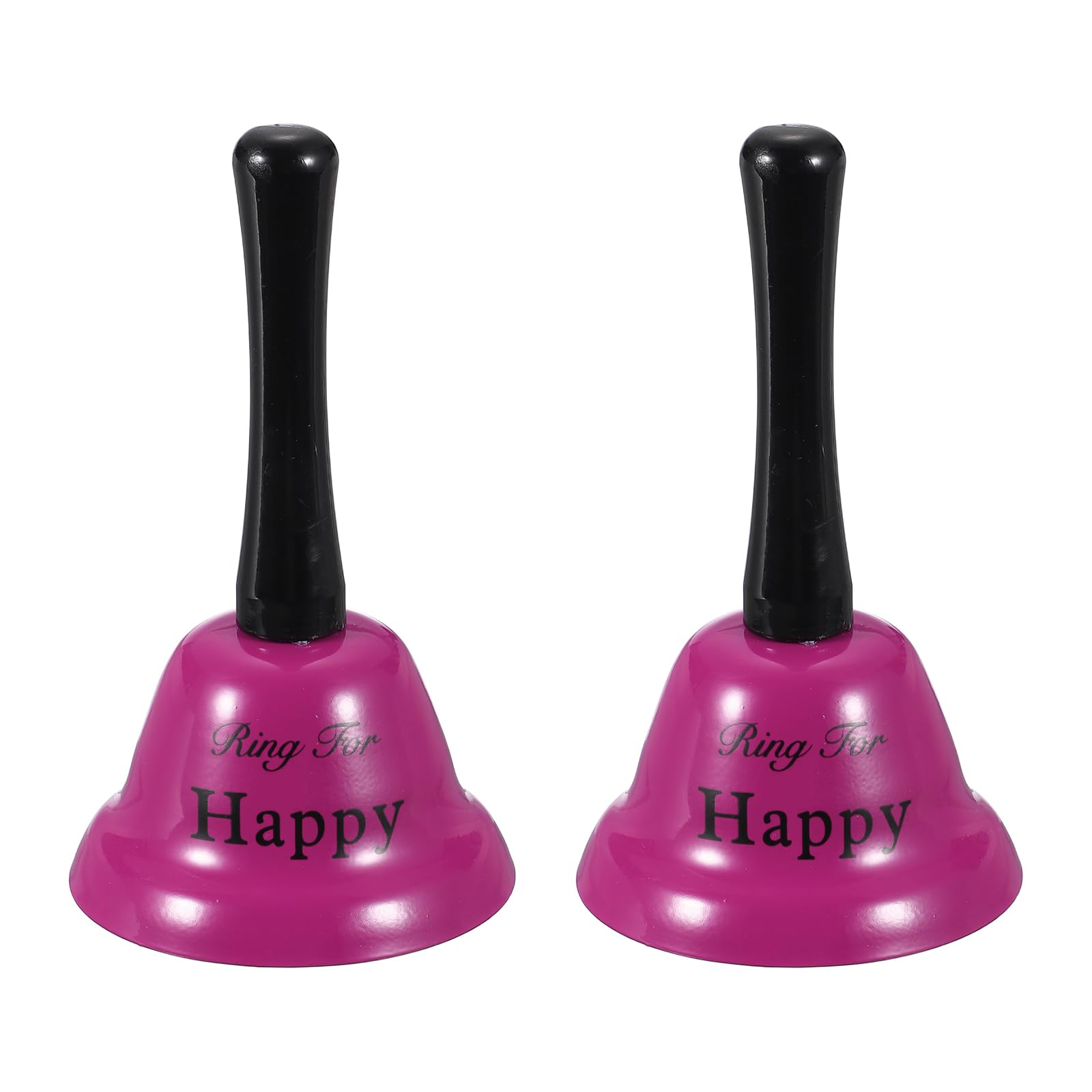 PATIKIL 2Pcs Hand Bell, 3" Small Service Call Bell for Restaurant(Happy, Rose Red)