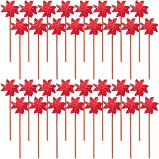 Fun Express Pinwheels for Kids (Bulk Set of 36) Great for Weddings, Yards and Garden Decor (Red)
