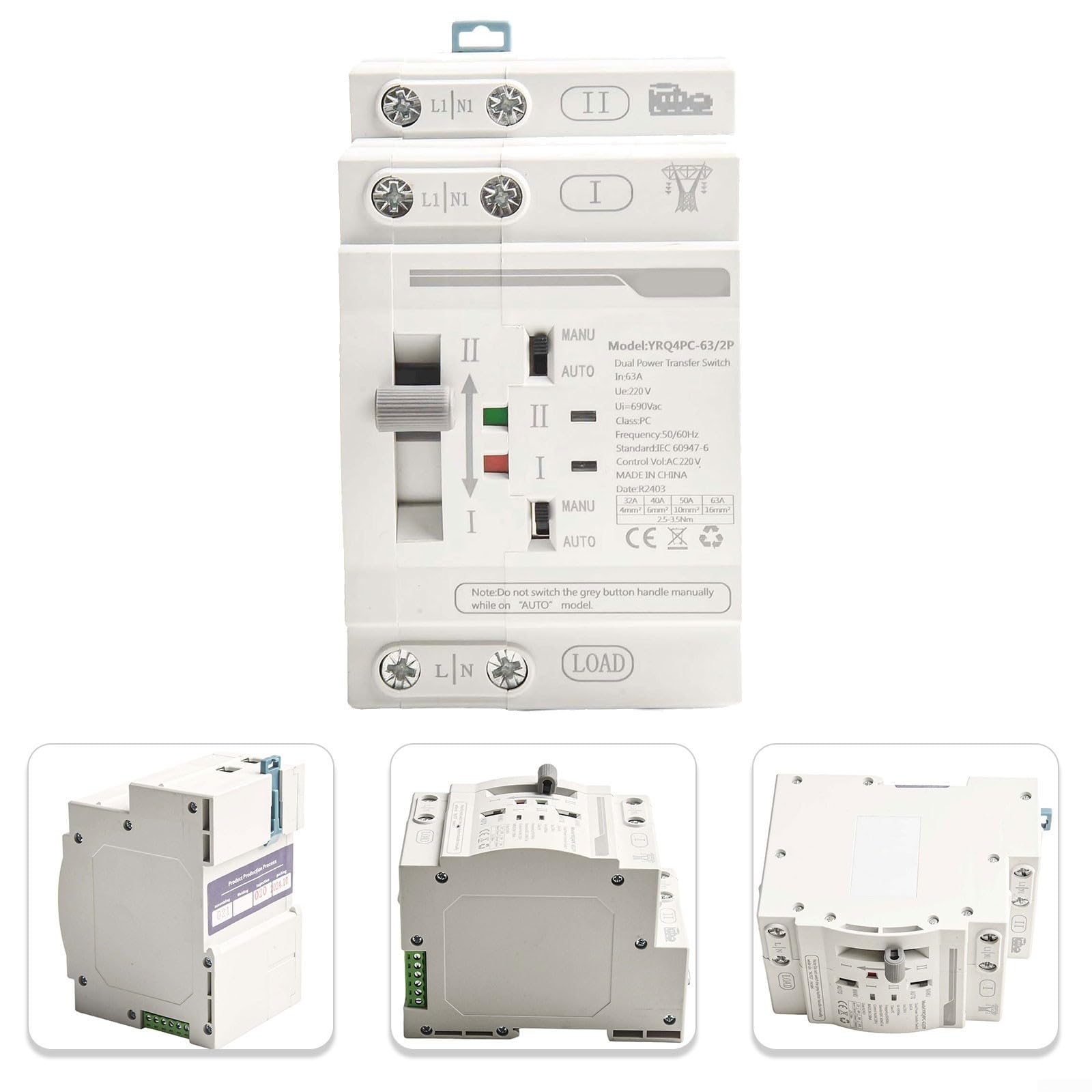 1PCS per ATS Dual Power Automatic Transfer Switch 3263A supporto di funzionamento stabile sotto frequenza 50/60Hz con tecnologia di commutazione di alimentazione sicura 220V (2P 63A)
