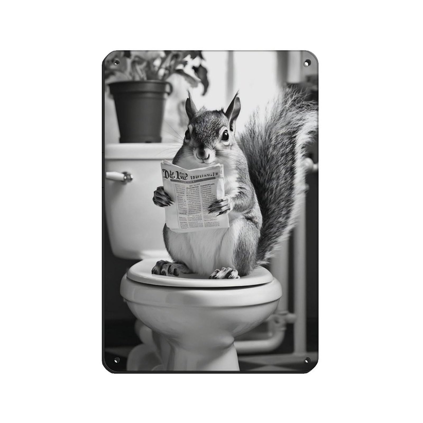 Funny Squirrel Bathroom Tin Sign Vintage Metal Pub Club Cafe Bar Home Wall Art Decoration Poster Retro 8x12inch(20x30cm)