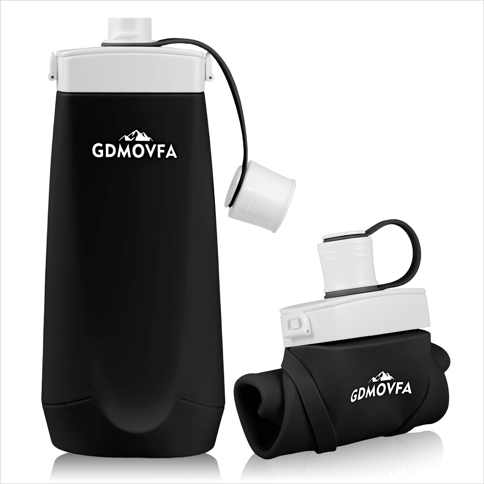 GDMOVFA Collapsible Water Bottles,20oz Reusable Silicone Foldable Water Bottle,Portable Leak-proof Travel Water Bottle for Traveling Camping Hiking