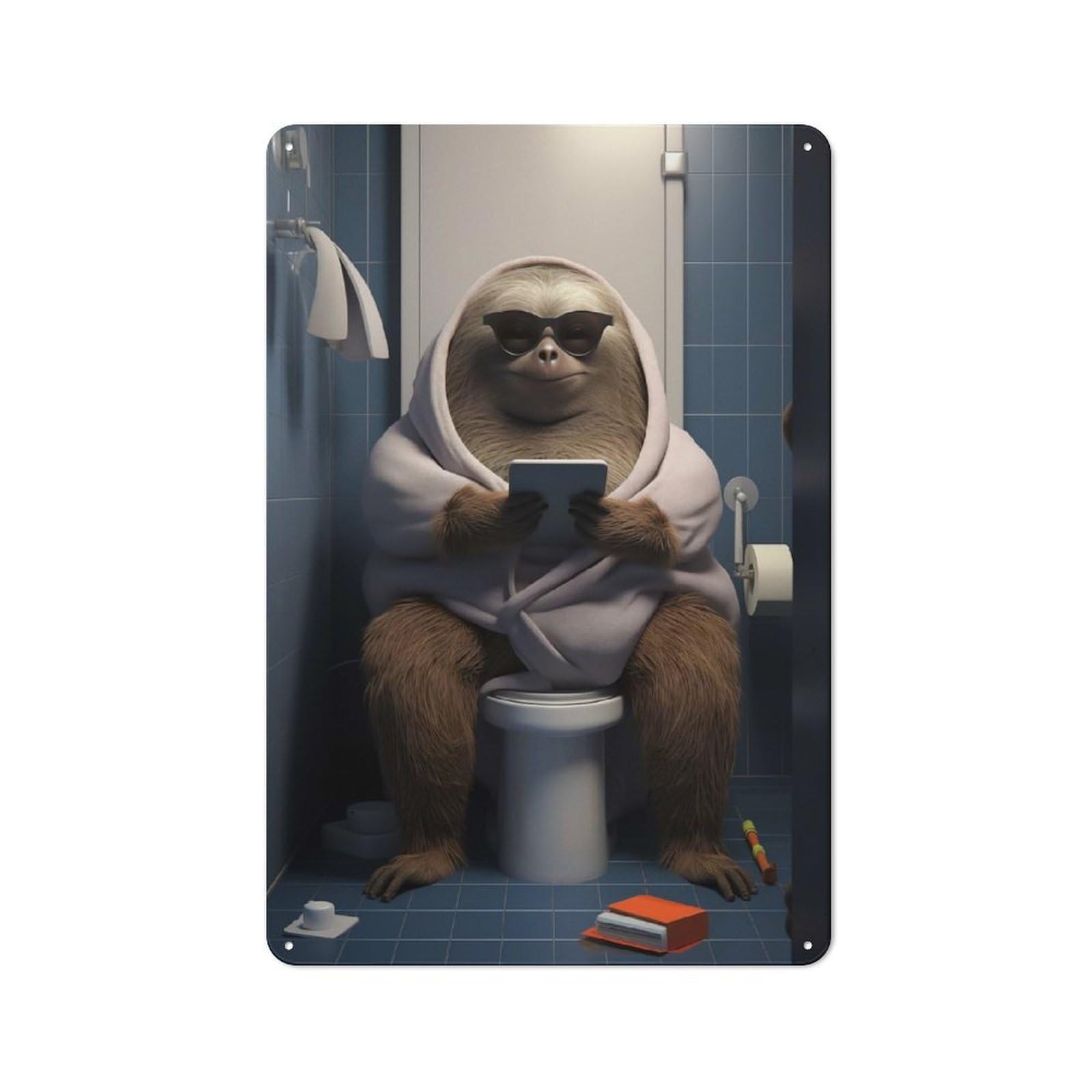 Junmoney Sloth In Bathroom Kitchen Metal Sign With Design 30X20cm, Cosy Kitchen Wall Decor For Bakery, Diner, Cafe Or Family Room