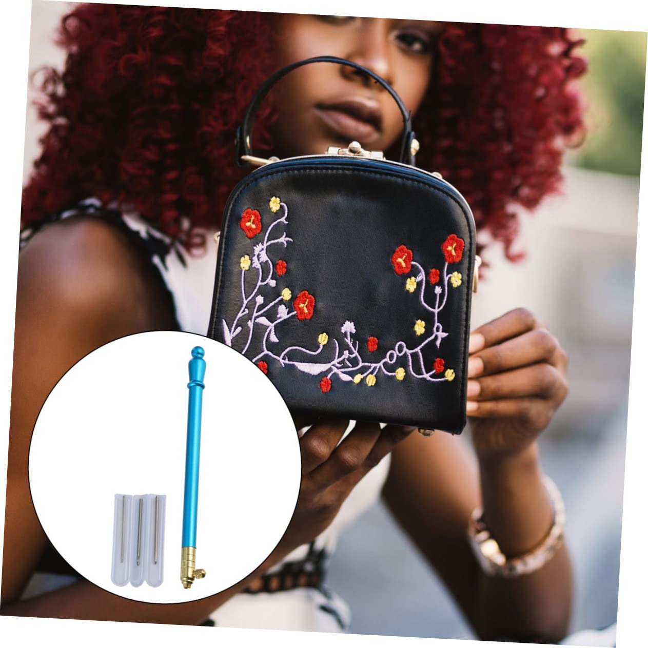 HOODANCOS 3juegos Agujas De Bordado Punch Needle Mango Ergonómico y Antideslizante Para Manualidades De Costura Kit De Agujas Para Tejer y Bordar Para Proyectos Creativos