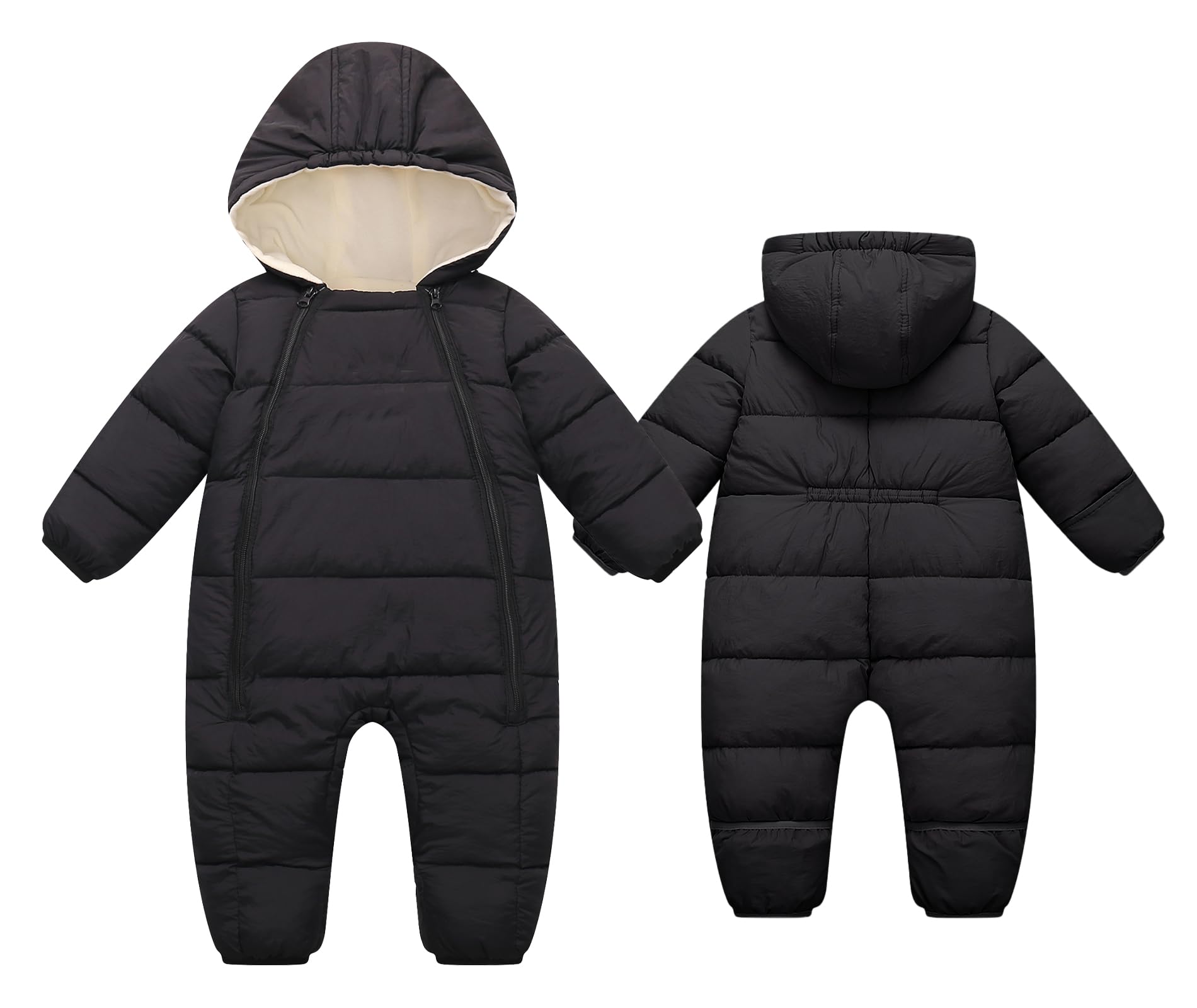 Maeau Combinaison de Neige Ski Bébé 0-24 Mois Manteau à Capuche Snowsuit Hiver avec Double Fermeture Éclair