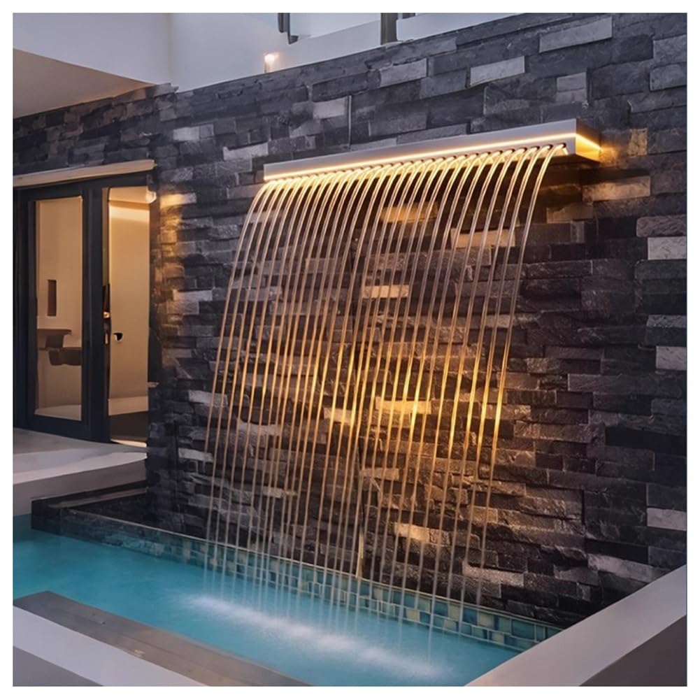 Stainless Steel Pool Fountain Spillway Waterfall - 80CM Decorative Water Feature for Swimming Pools, Garden Ponds, Patios, and Spas - Durable Outdoor Waterfall Accessory